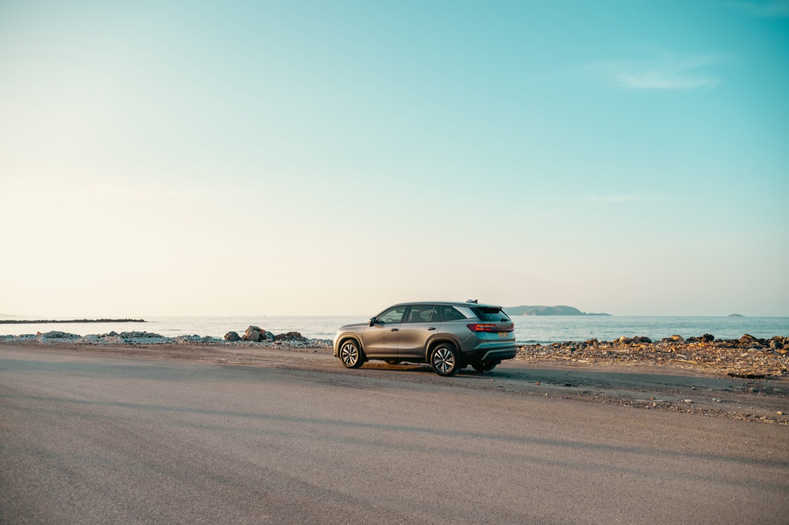 LP Taxi SUV driving along the Heraklion coastline